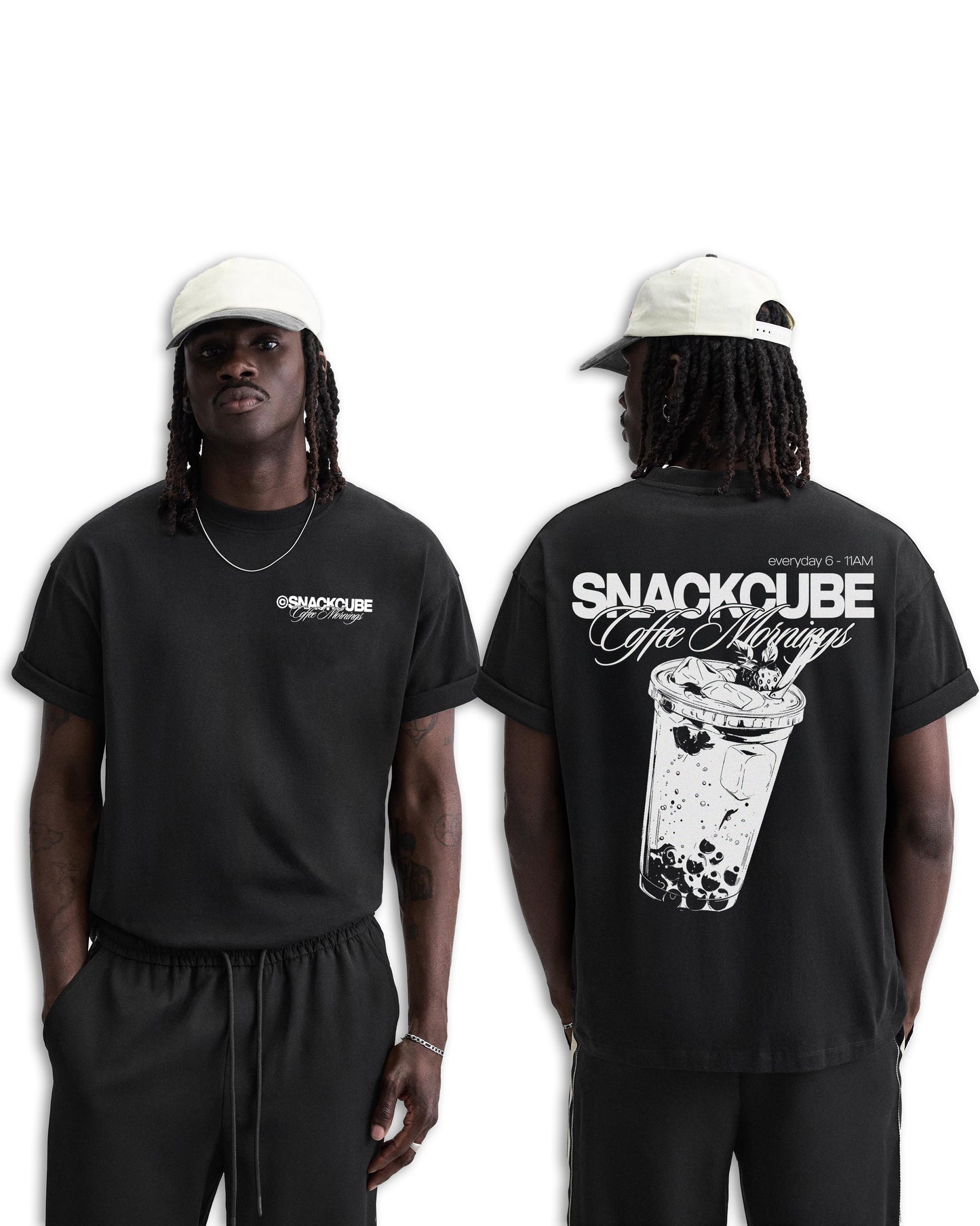 SNACK CUBE T-SHIRT COFFEE MORNINGS SCHWARZ