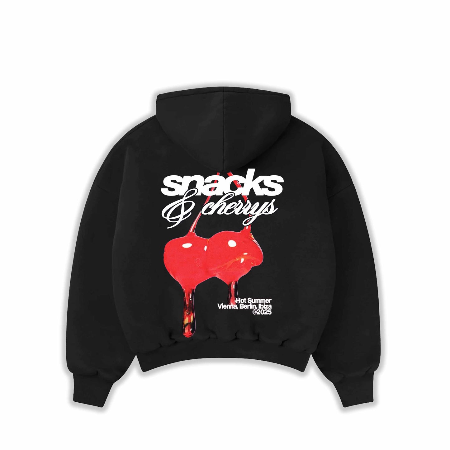 SNACK CUBE Heavy Hoodie "Snacks & Cherrys" Schwarz – Statement-Piece für echte Streetwear-Fans