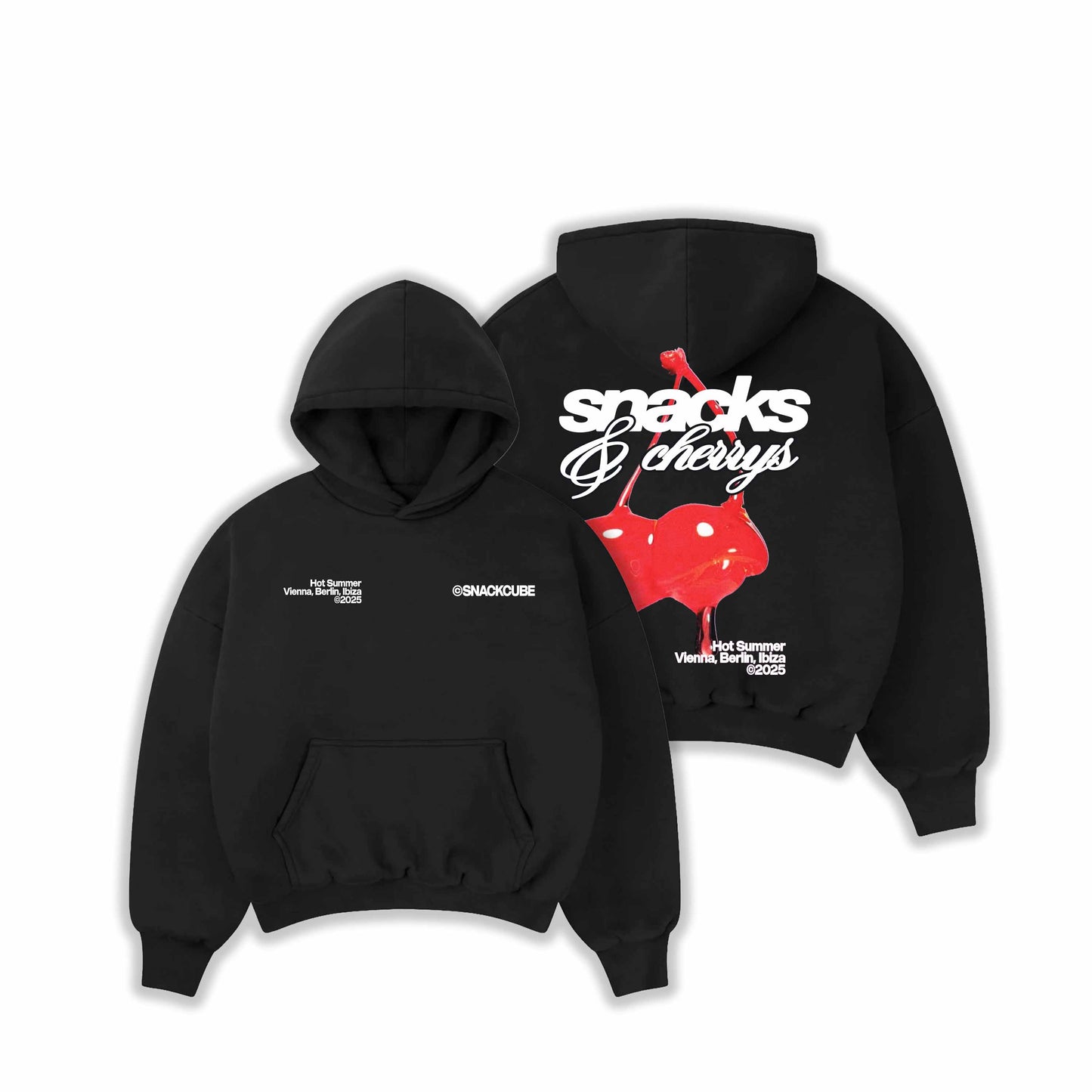 SNACK CUBE Heavy Hoodie "Snacks & Cherrys" Schwarz – Statement-Piece für echte Streetwear-Fans