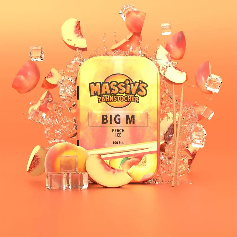 MASSIV'S Zahnstocher Big M – Peach Ice Geschmack | 100 Stück
Entdecke die MASSIV’S Big M Zahnstocher mit eisigem Pfirsichgeschmack. 100 Stück pro Packung, nikotinfrei & mit Menthol-Freshness. Jetzt online sichern!