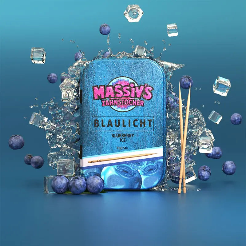 MASSIV'S Zahnstocher Blaulicht – Blueberry Ice Geschmack | 100 Stück
Erlebe den eisigen Blueberry Ice Geschmack mit den stylischen MASSIV’S Zahnstocher Blaulicht – 100 Stück mit Menthol-Freshness & Rap-Attitüde. Jetzt entdecken!