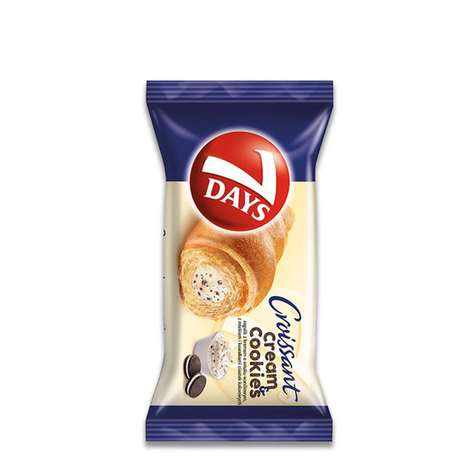 7DAYS Cream & Cookies Vanilla Butter Croissant 60g – Croissant trifft Keks-Creme
7DAYS Vanilla Butter Croissant mit Cookies & Cream – fluffiger Snack mit cremiger Füllung & Cookie-Stückchen. Der perfekte Genuss für unterwegs! 🥐🍪🍦