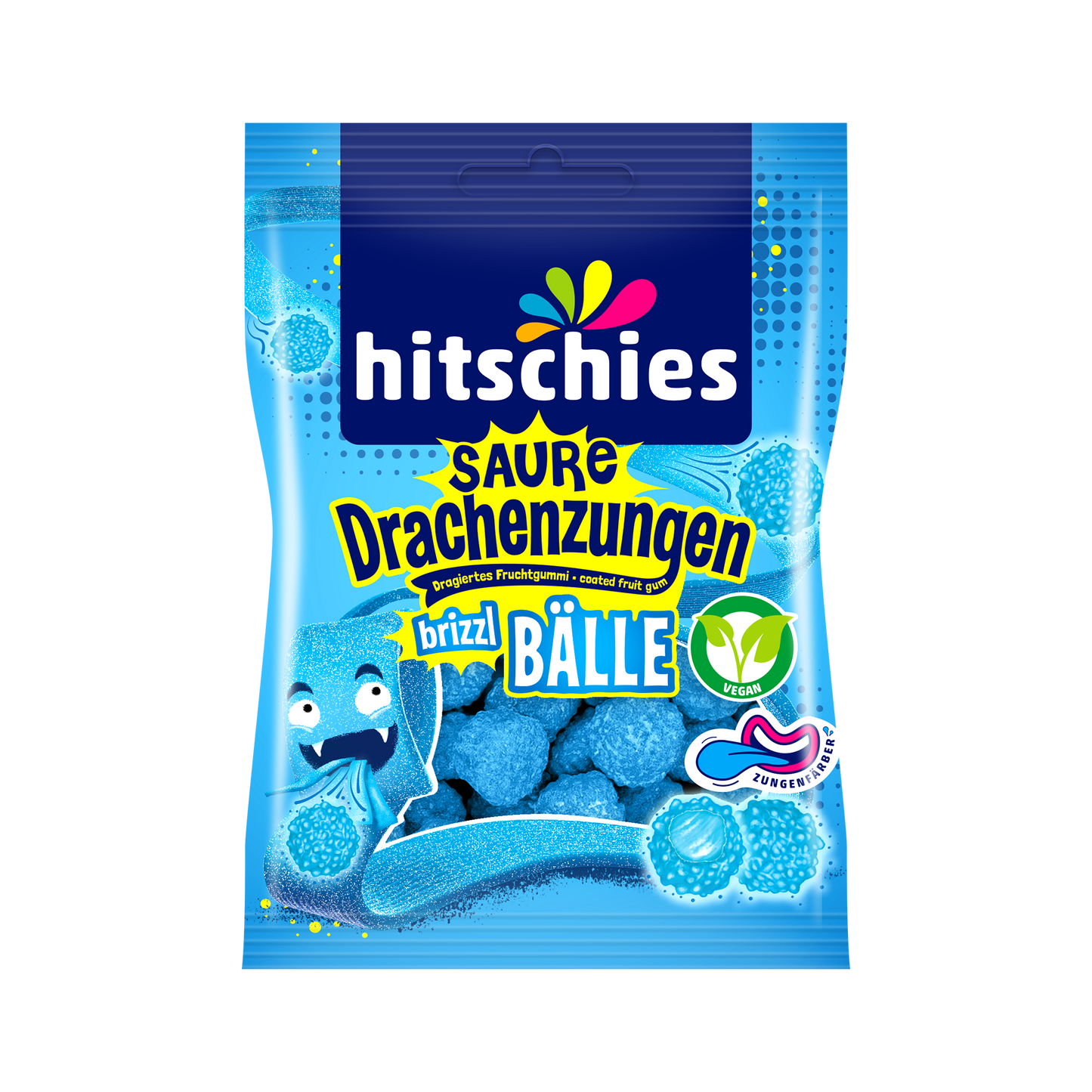 HITSCHIES SAURE DRACHENZUNGEN BRIZZL BÄLLE BLAU 100G