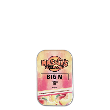 MASSIV'S Zahnstocher Big M – Peach Ice Geschmack | 100 Stück

Entdecke die MASSIV’S Big M Zahnstocher mit eisigem Pfirsichgeschmack. 100 Stück pro Packung, nikotinfrei & mit Menthol-Freshness. Jetzt online sichern!