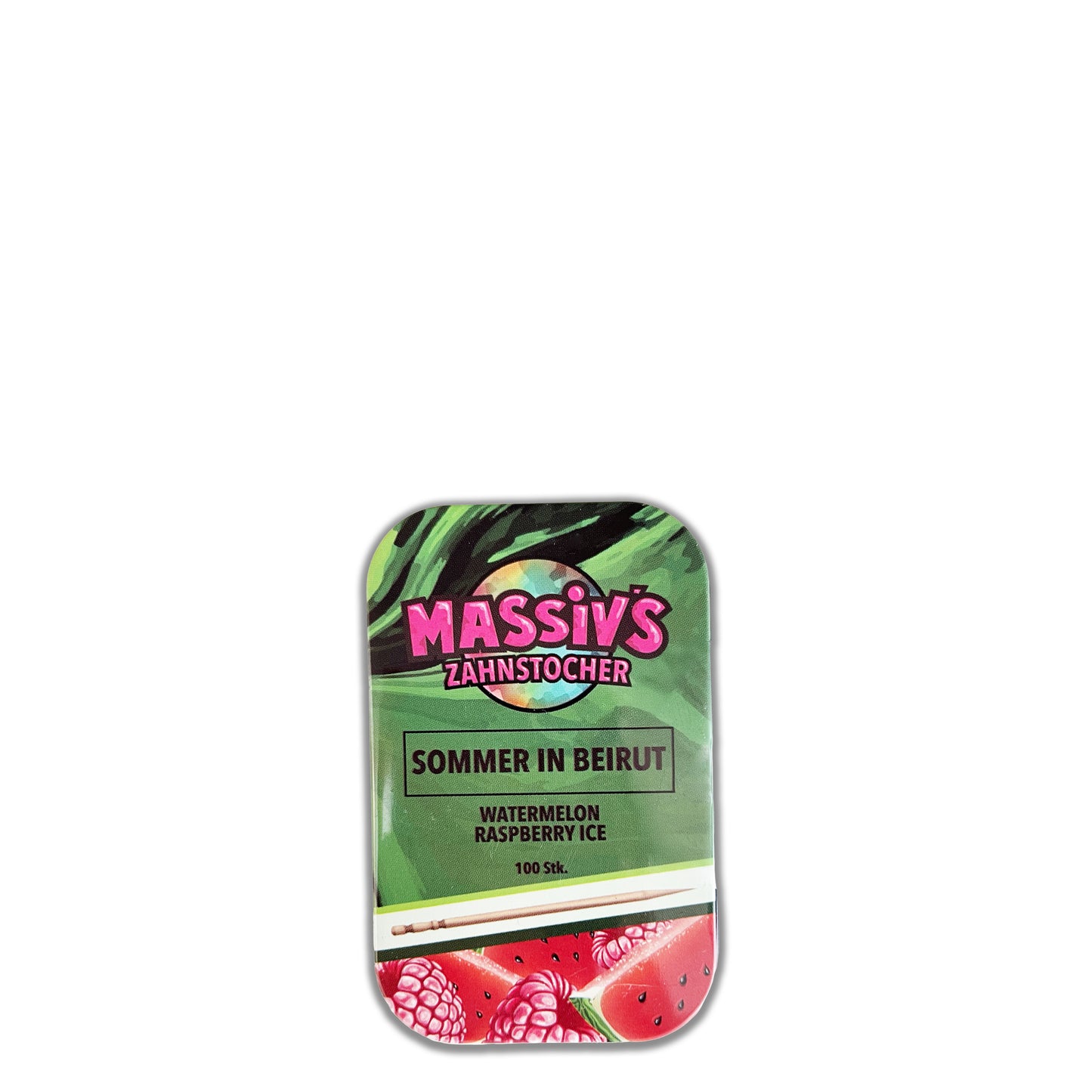 MASSIV'S Zahnstocher Sommer in Beirut – Watermelon Raspberry Ice | 100 Stück

MASSIV’S Sommer in Beirut Zahnstocher mit fruchtigem Watermelon-Raspberry-Ice Geschmack. 100 Stück, nikotinfrei, erfrischend & stylisch – jetzt entdecken!