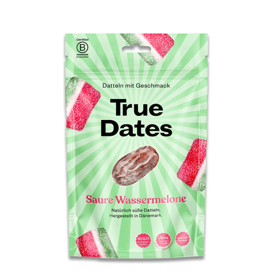 True Dates Sour Watermelon 100g kaufen – Fruchtiger Dattel-Snack mit Wassermelonen-Geschmack