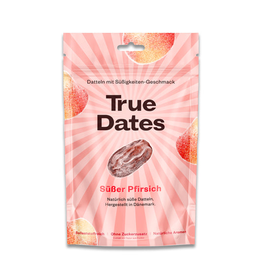 True Dates Sweet Peach 100g – Fruchtiger Dattel-Snack mit Pfirsichgeschmack